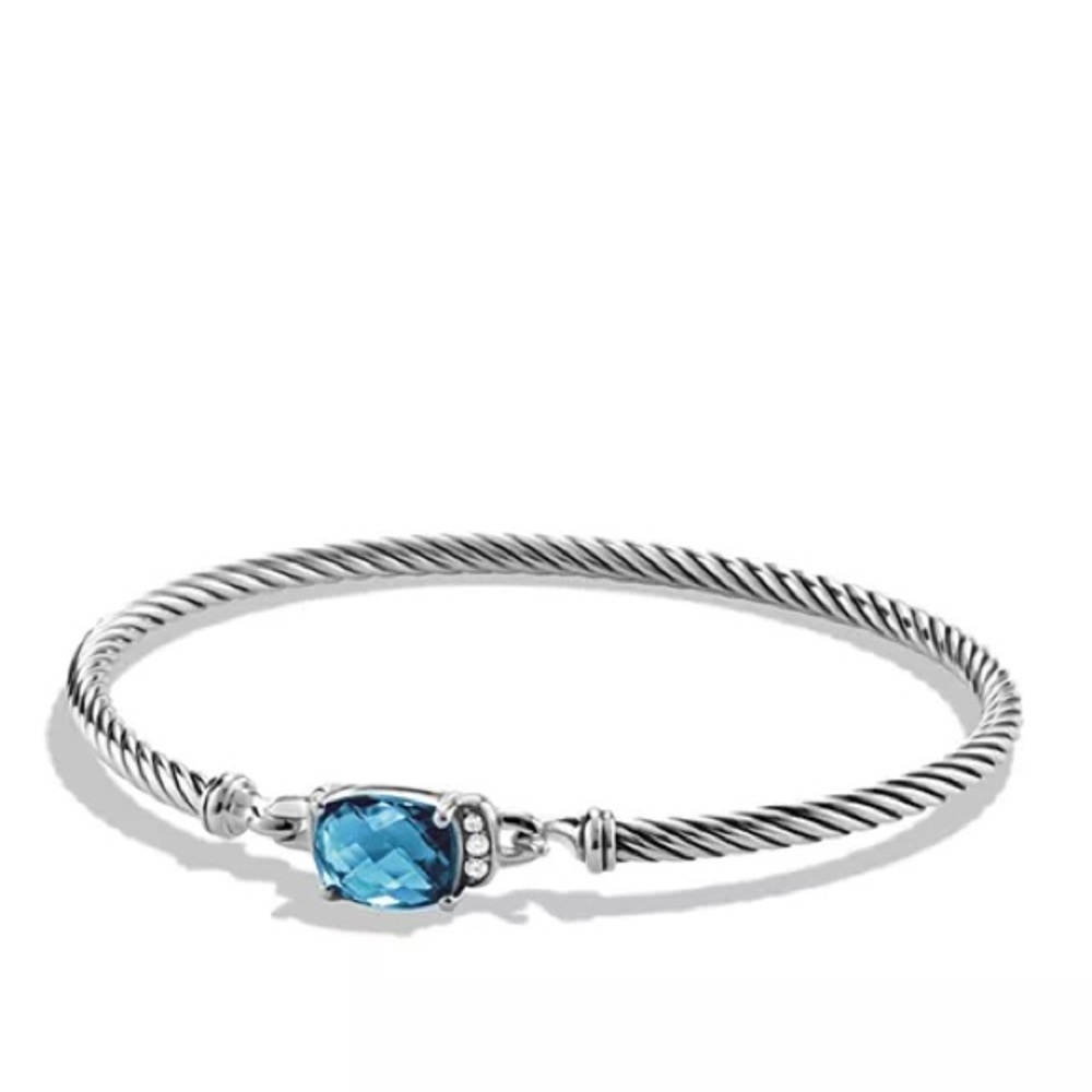 David Yurman Petite Wheaton Bracelet with Topaz and Diamonds